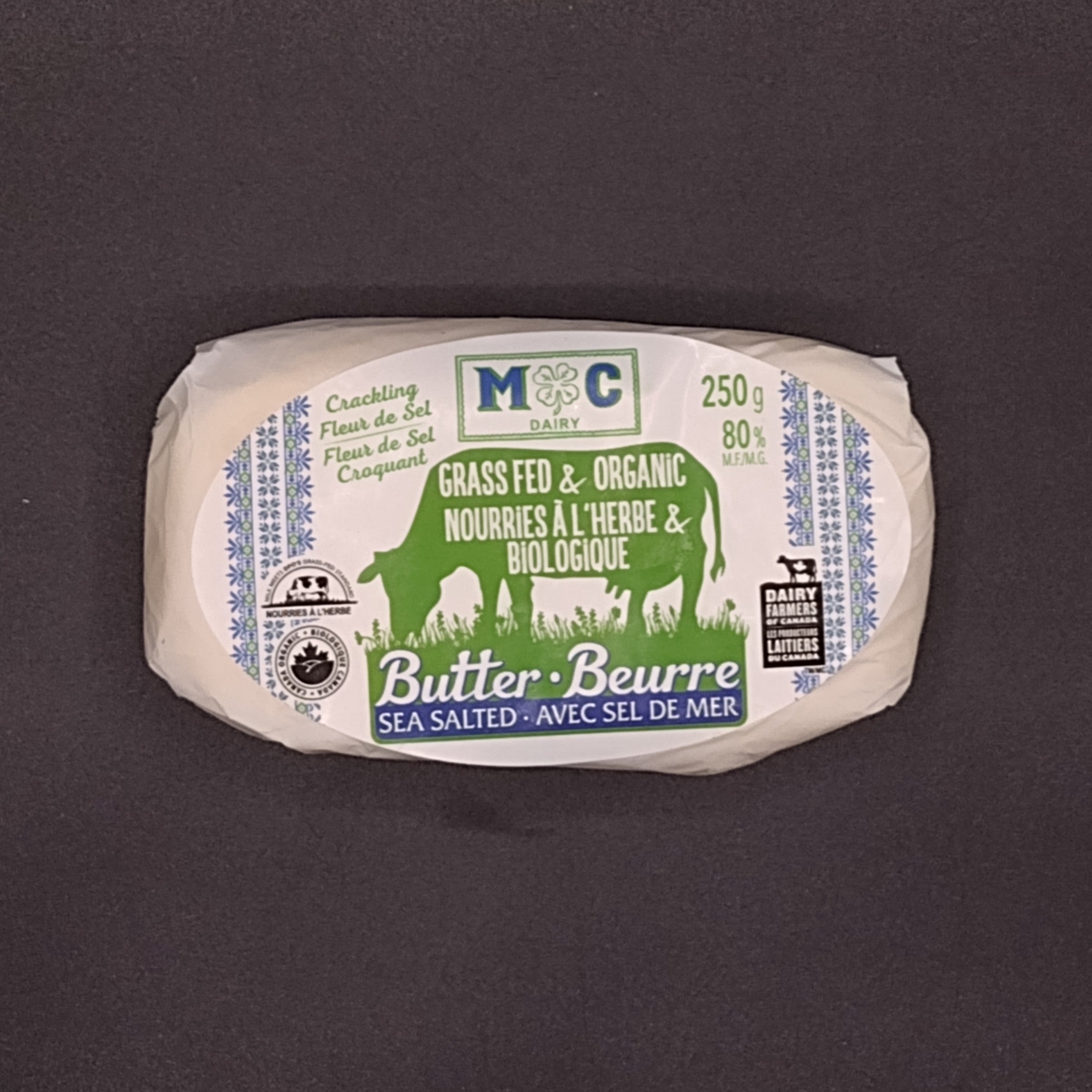 Butter, Grass Fed Organic Crackling Fleur de Sel (250g)