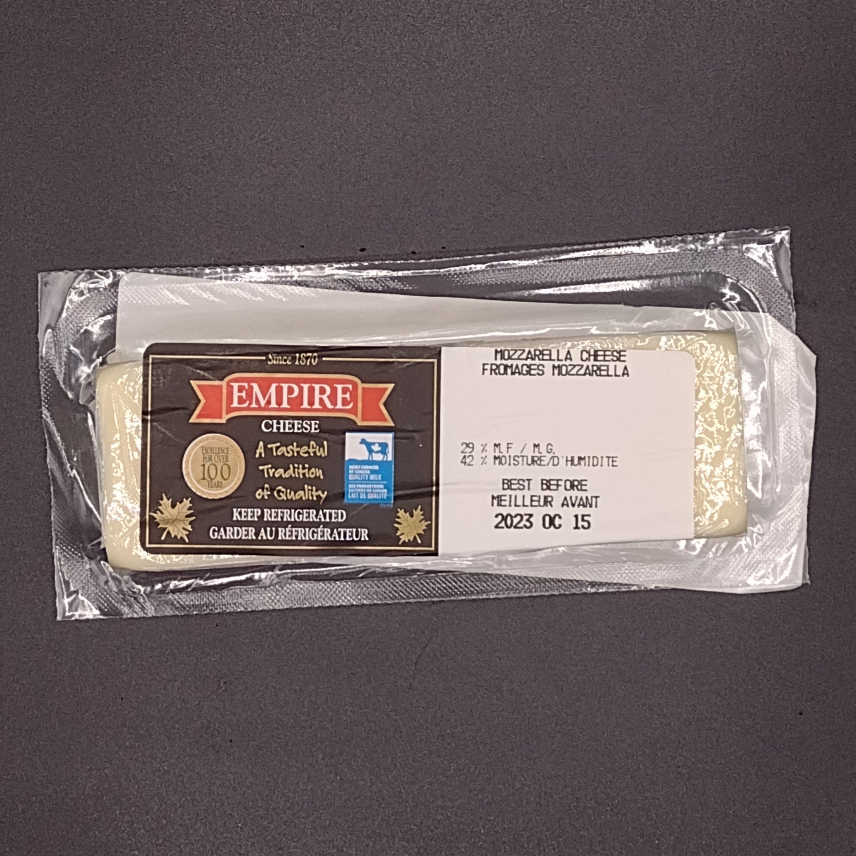 package of mozzarella cheese