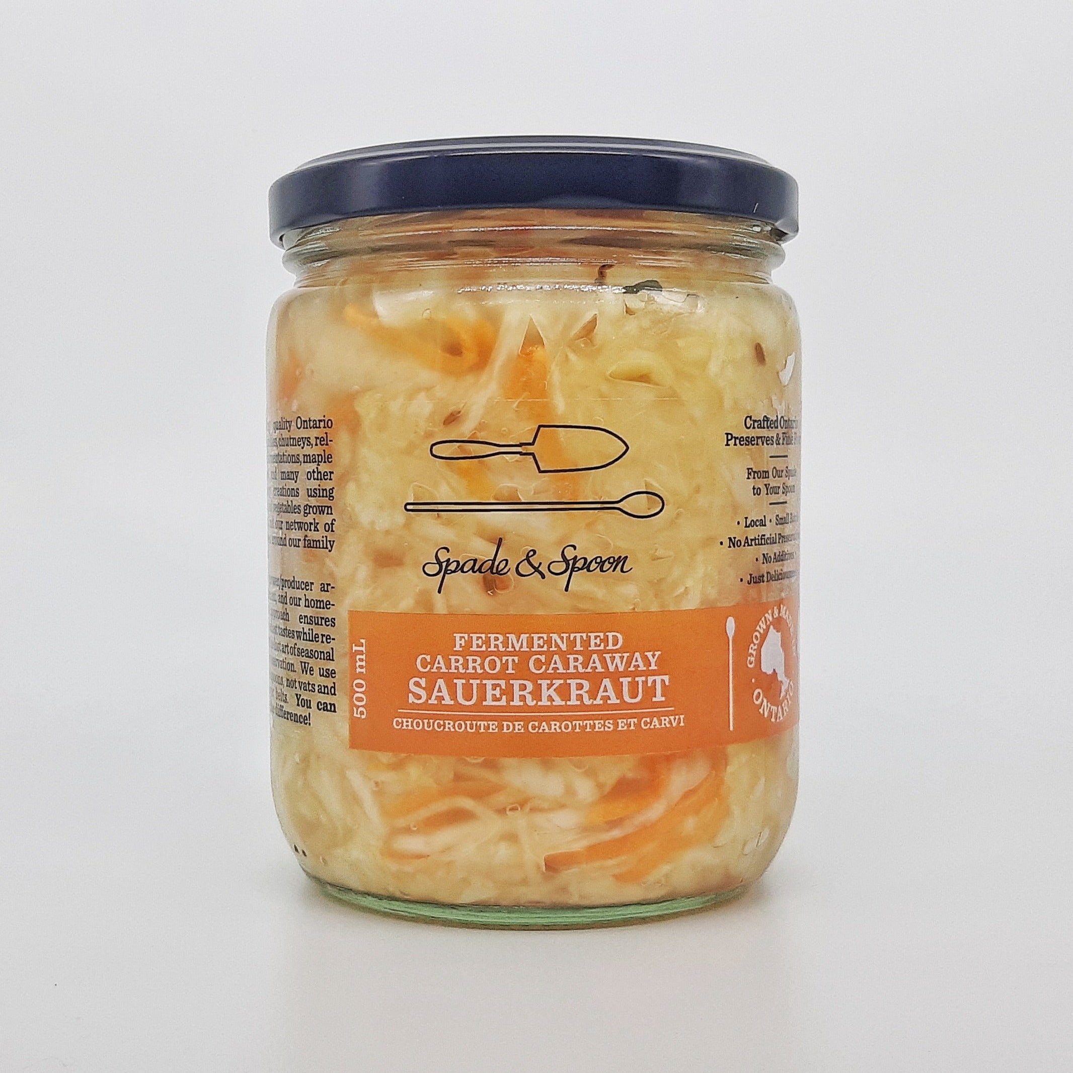 Jar of carrot caraway sauerkraut