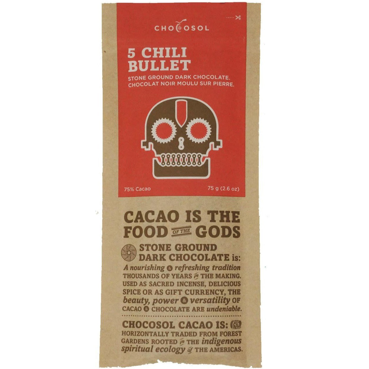 Bag of 5 chili bullet chocolate.