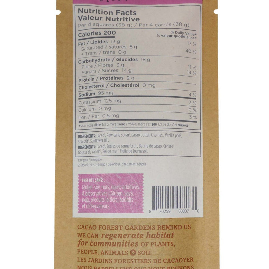 Nutrition Facts for Chocosol's Mon Cherry d'Amour