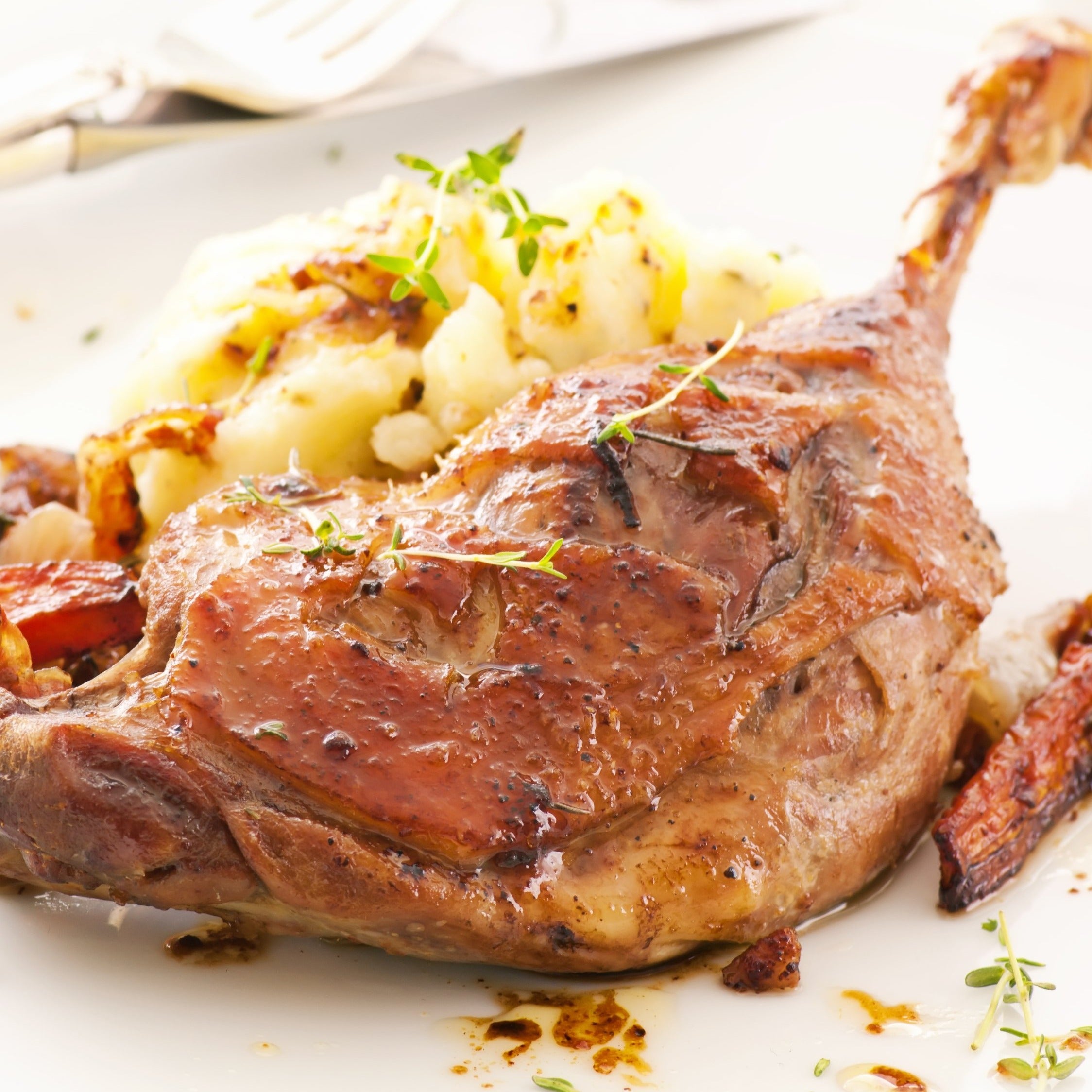 a roasted duck leg