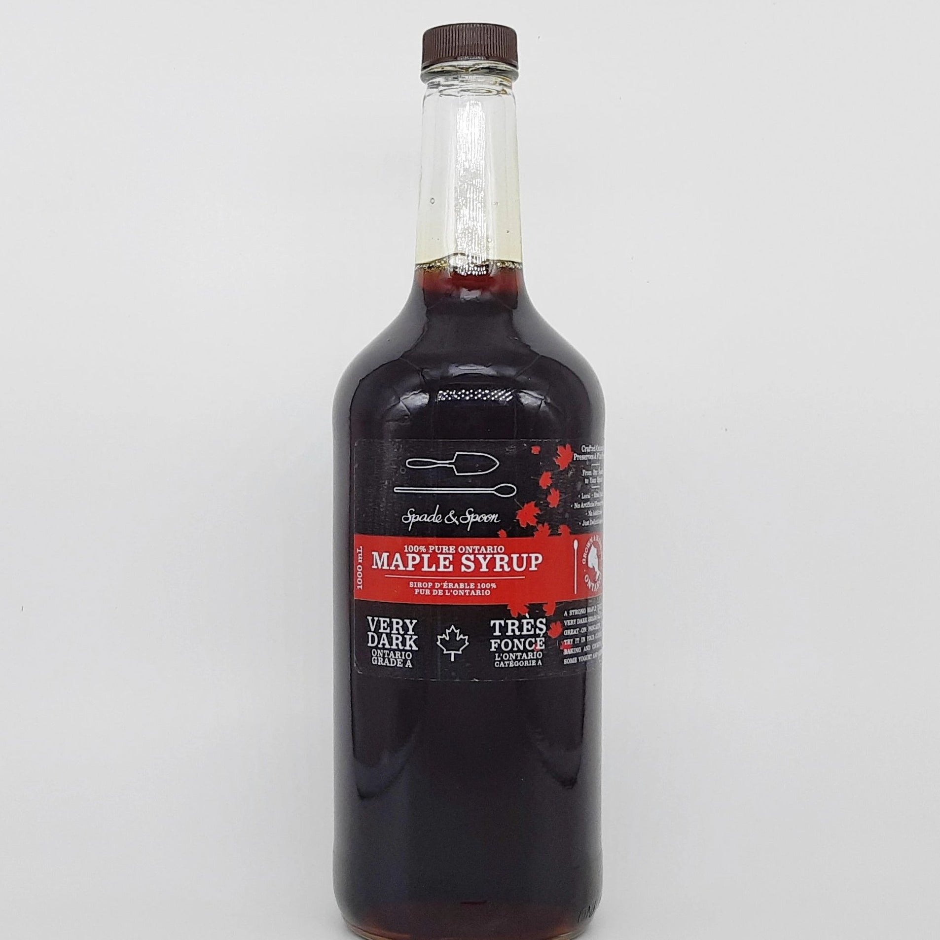 Bottle of Very Dark Maple Syrup