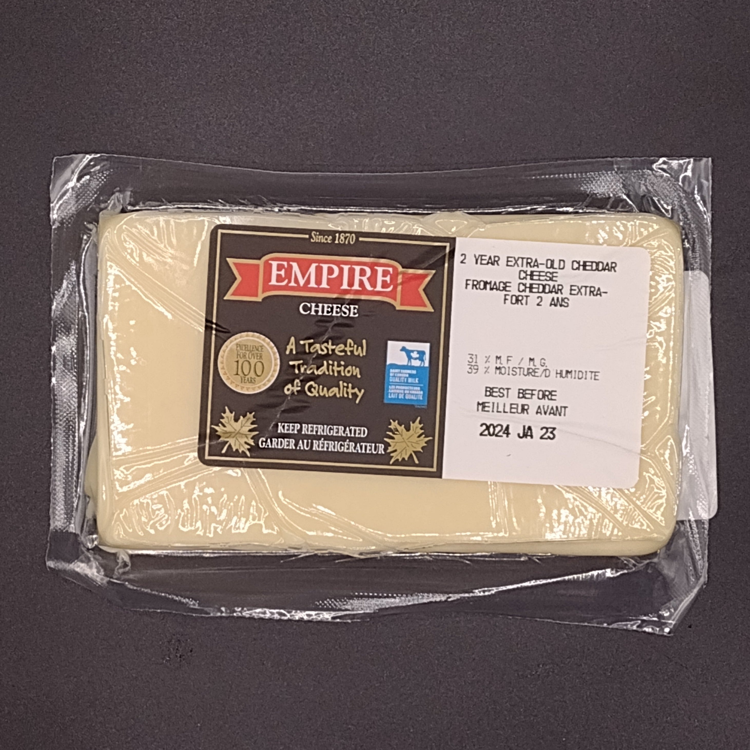 package of cheddar cheese