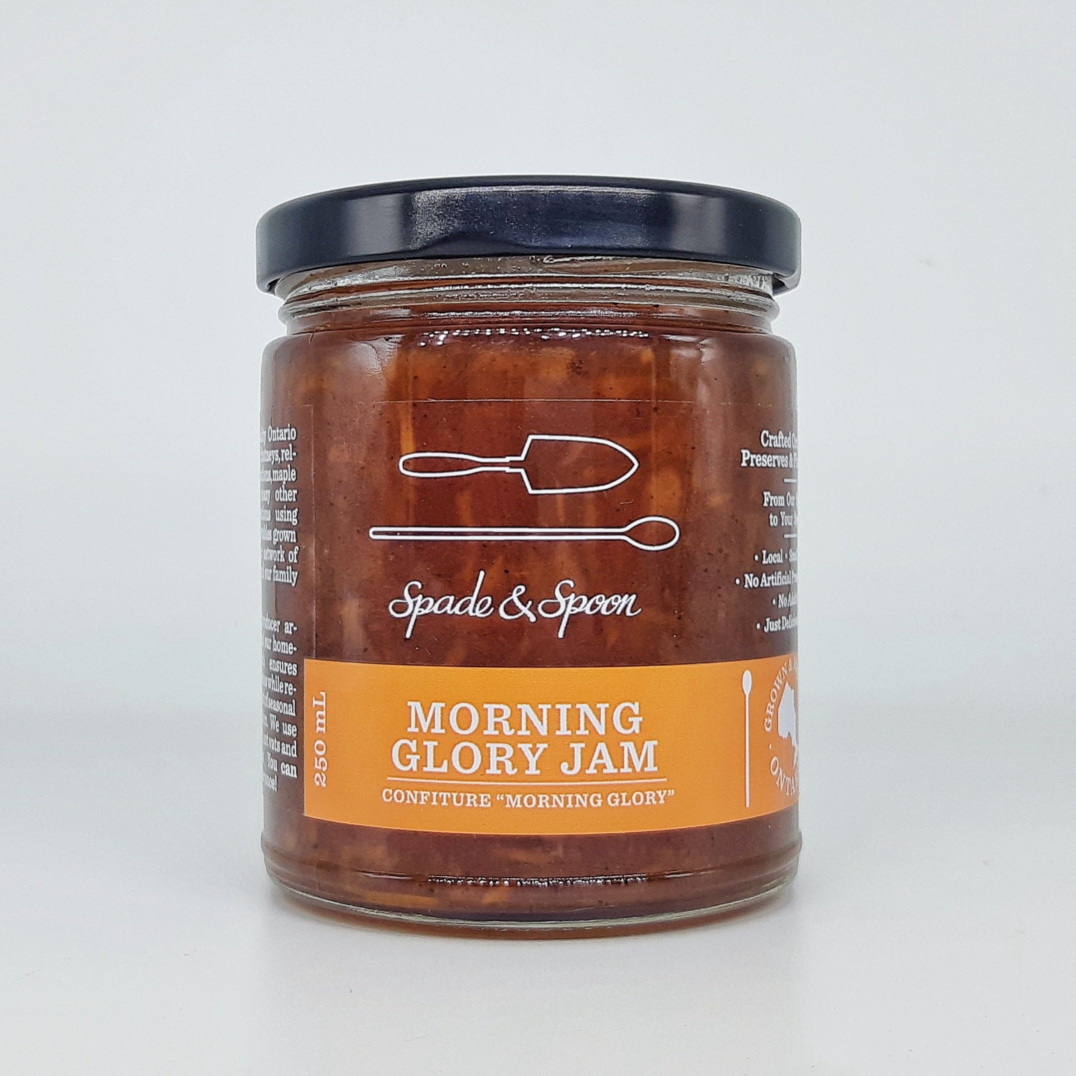 Jar of morning glory jam.
