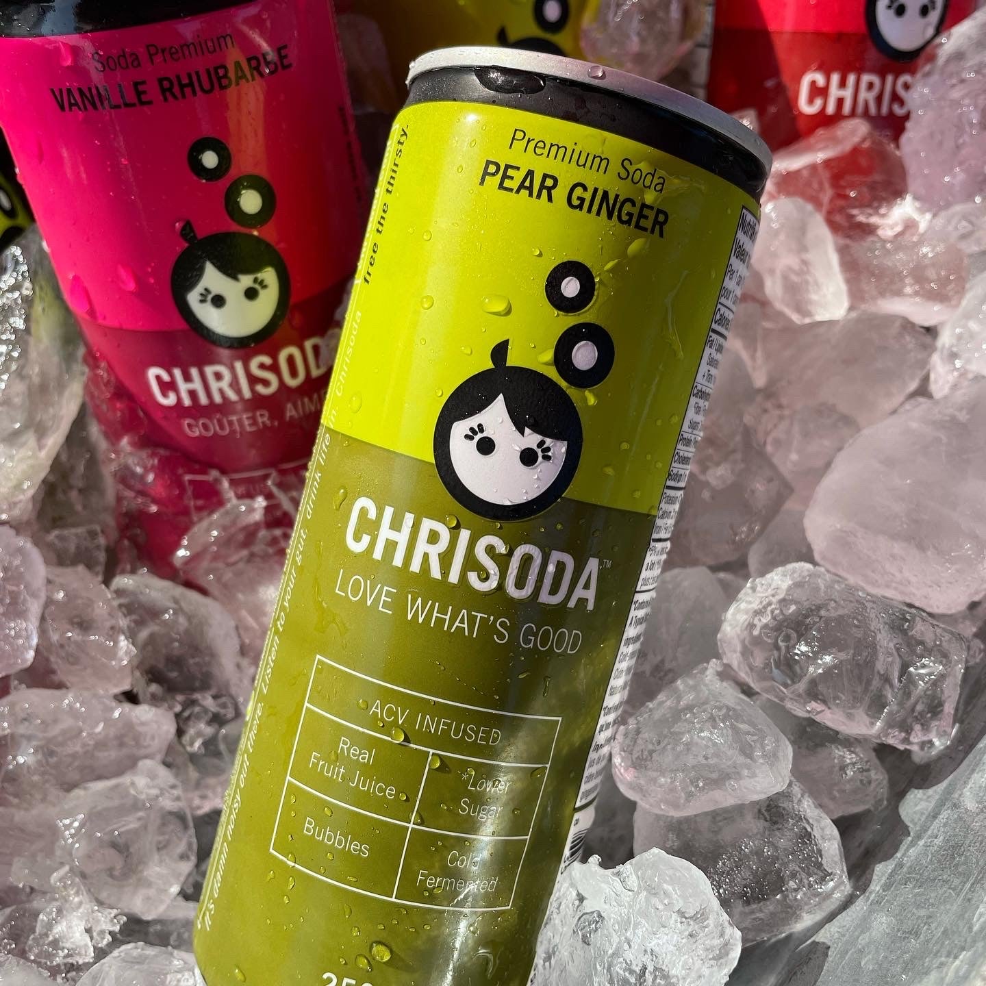 cans of chrisoda in ice