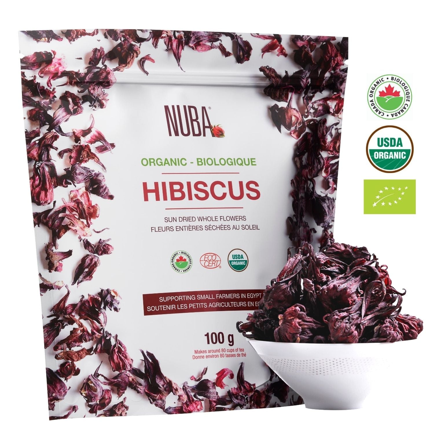 Loose Tea, Organic Whole Hibiscus Flowers (100g)