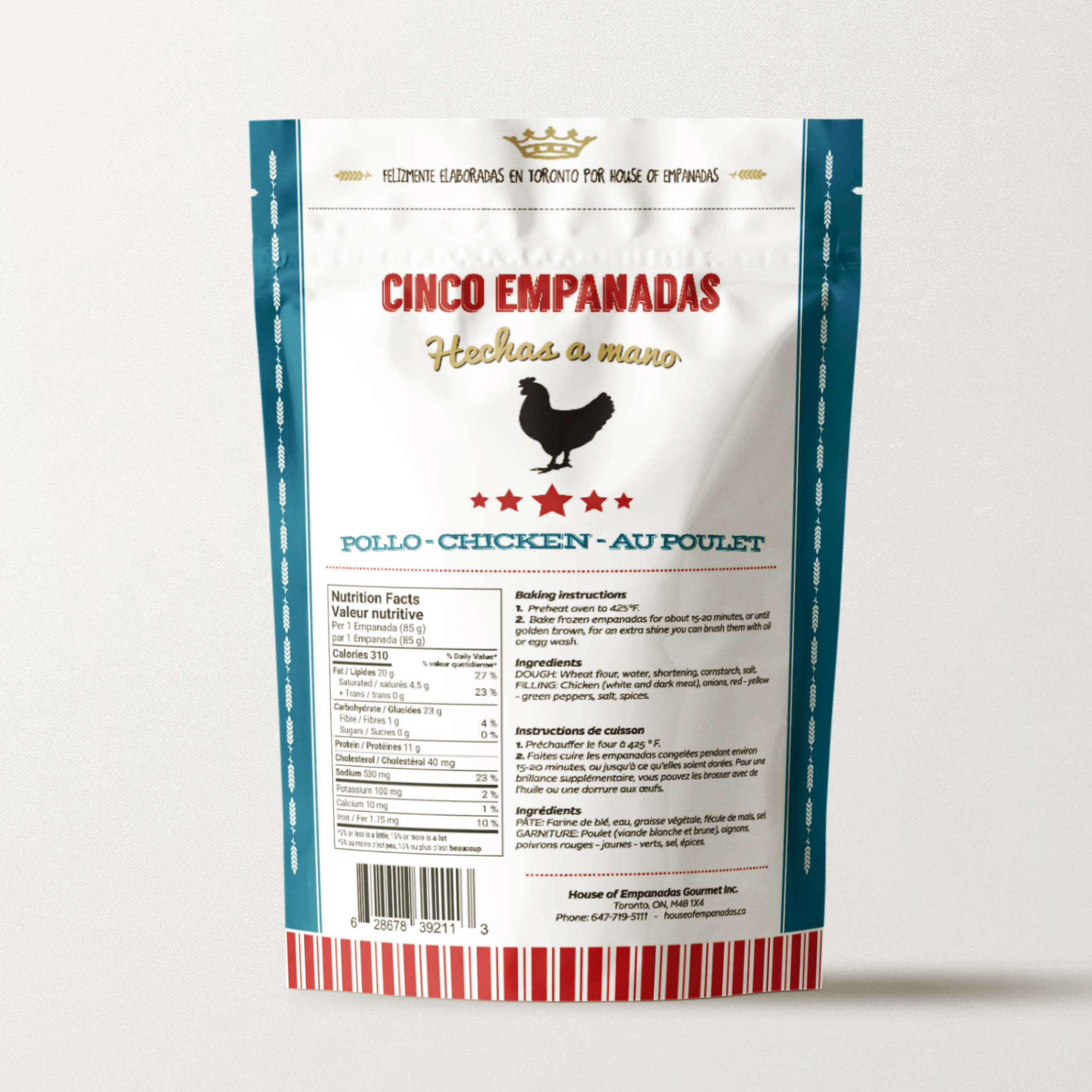 Back of Chicken Empanada Pouch