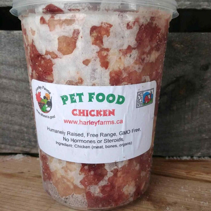 2lb container of raw chicken pet food
