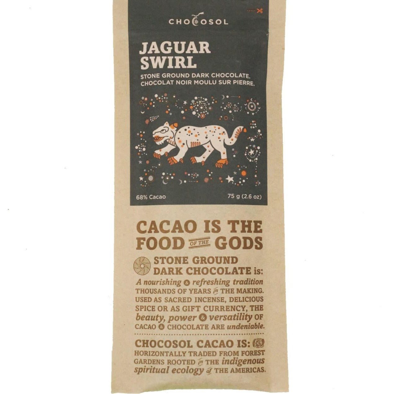 Bag of jaguar swirl chocolate.